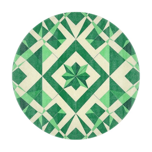 Planche À Découper Motif étoile géométrique vert émeraude (Devant)
