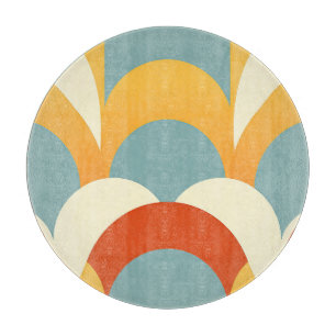 Planche À Découper Motif festonné moutarde sarcelle rétro