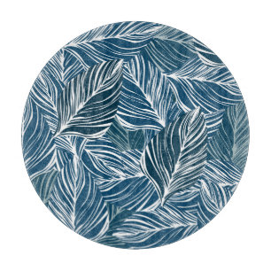 Planche À Découper Motif Feuille bleue : Papier peint Vintage.