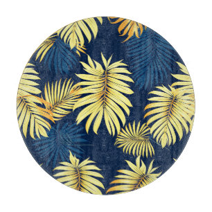 Planche À Découper Motif feuille de palmier en or de luxe sur fond tr