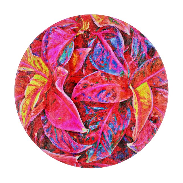 Planche À Découper Motif Feuille d'élégance colorée (Devant)