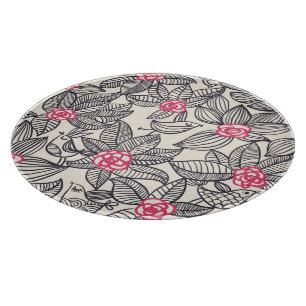 Planche À Découper Motif floral avec des oiseaux de bande dessinée