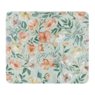 Planche À Découper Motif floral bleu aquarelle Prairie fleurie