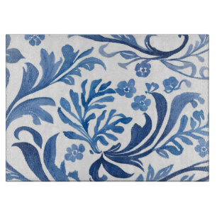 Planche À Découper Motif floral bleu et blanc   Motif de chinoiserie