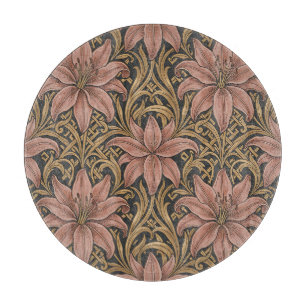 Planche À Découper Motif floral de lys rose dans le style de William