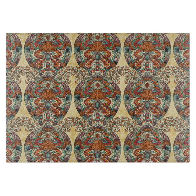 Planche À Découper Motif floral de tortue (Devant)