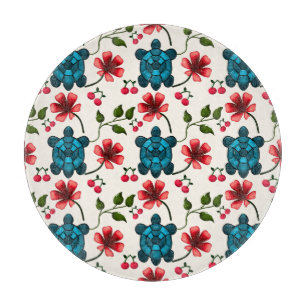 Planche À Découper Motif floral de tortue mignonne