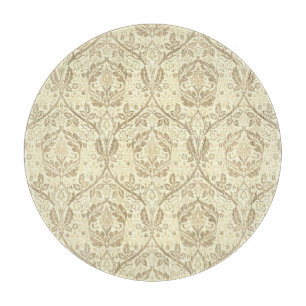 Planche À Découper Motif floral élégant sépia beige