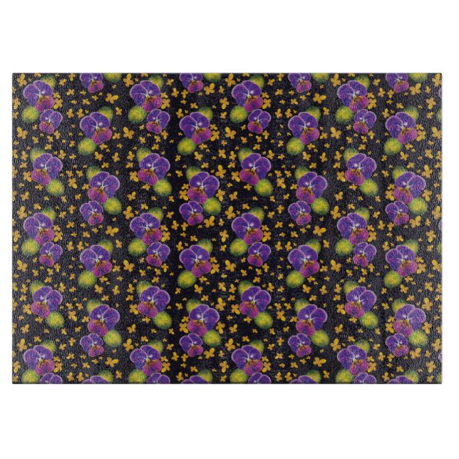 Planche À Découper Motif Floral foncé Violet Décor (Devant)