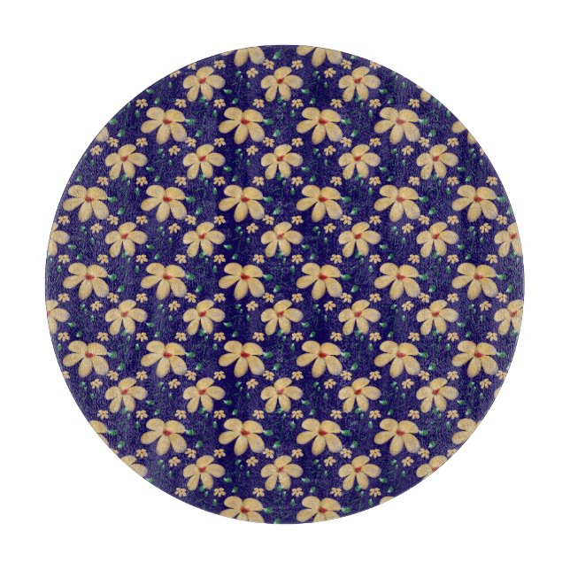 Planche À Découper Motif floral jaune (Devant)