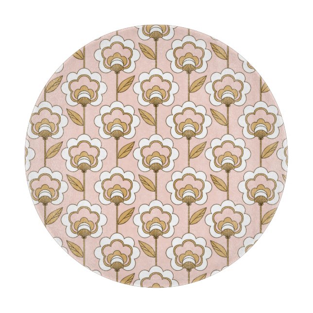 Planche À Découper Motif floral moderne de la moitié du siècle (Devant)