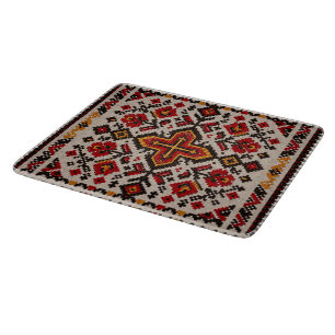 Planche À Découper Motif floral orange tribal marocain vintage