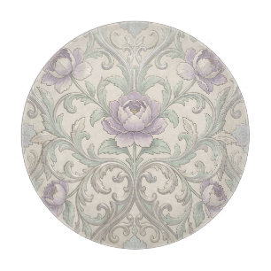 Planche À Découper Motif floral orné de pivoine argentée lavande