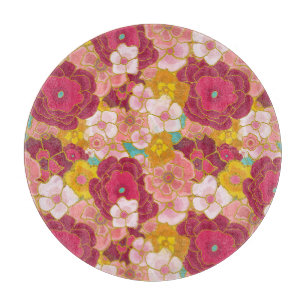 Planche À Découper Motif floral rose et magenta moderne pour elle