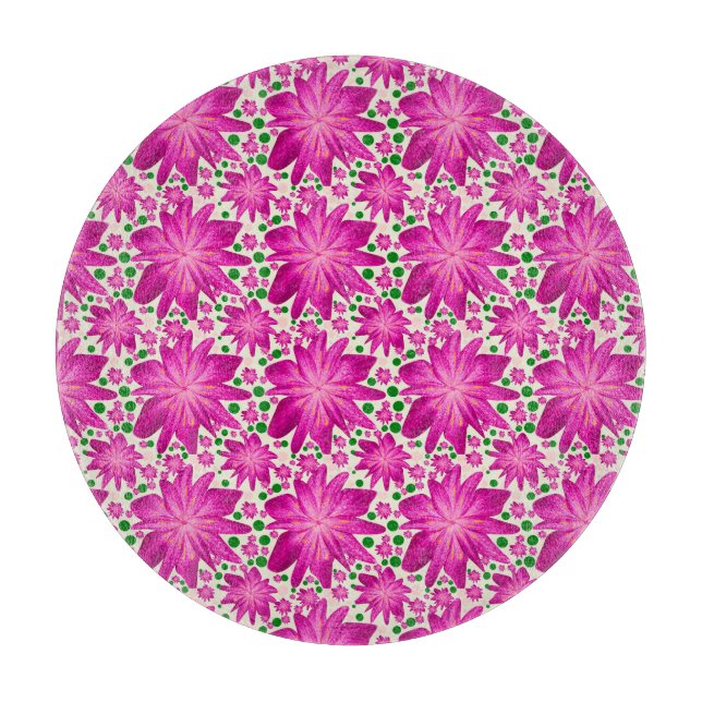 Planche À Découper Motif floral rose vif sans couture  (Devant)