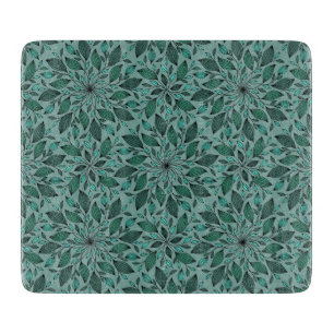 Planche À Découper Motif floral sarcelle élégant avec mandala de feui