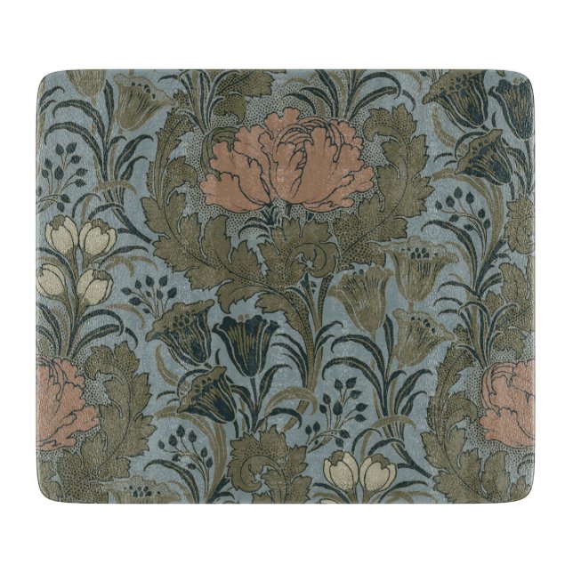 Planche À Découper Motif floral victorien antique terre cuite sauge (Devant)