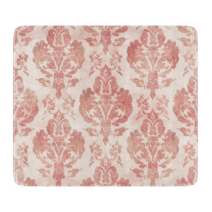 Planche À Découper Motif Floral Vintage Papier Aquarelle Rose Damassé
