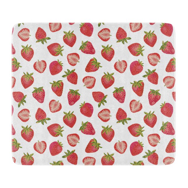 Planche À Découper Motif fraise d'été rouge (Devant)