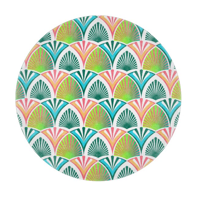 Planche À Découper Motif géométrique avec feuilles de palme et fleurs (Devant)