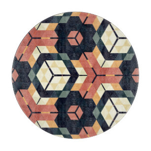 Planche À Découper Motif géométrique Carré Hexagon coloré