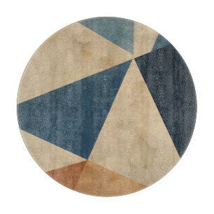Planche À Découper Motif géométrique en bleus, beiges et rouille