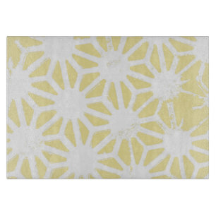 Planche À Découper Motif géométrique jaune citron