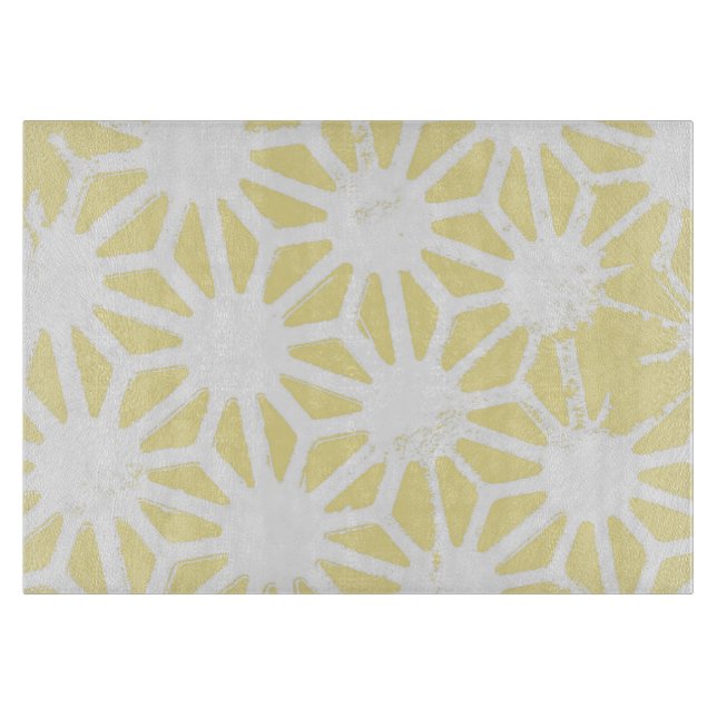 Planche À Découper Motif géométrique jaune citron (Devant)