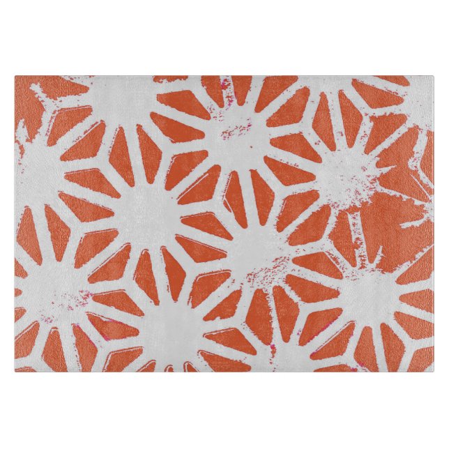 Planche À Découper Motif géométrique orange et blanc (Devant)