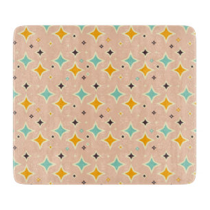 Planche À Découper Motif géométrique rétro avec sarcelle, orange, noi