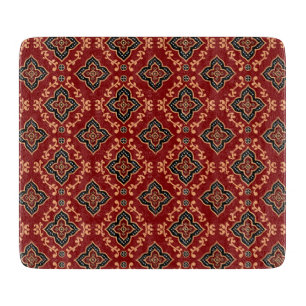 Planche À Découper Motif géométrique rouge / Impression indienne