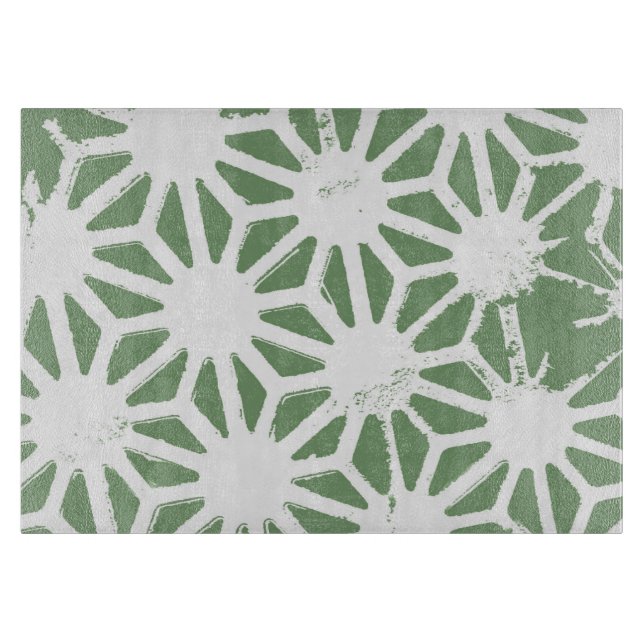 Planche À Découper Motif géométrique vert et blanc olive (Devant)