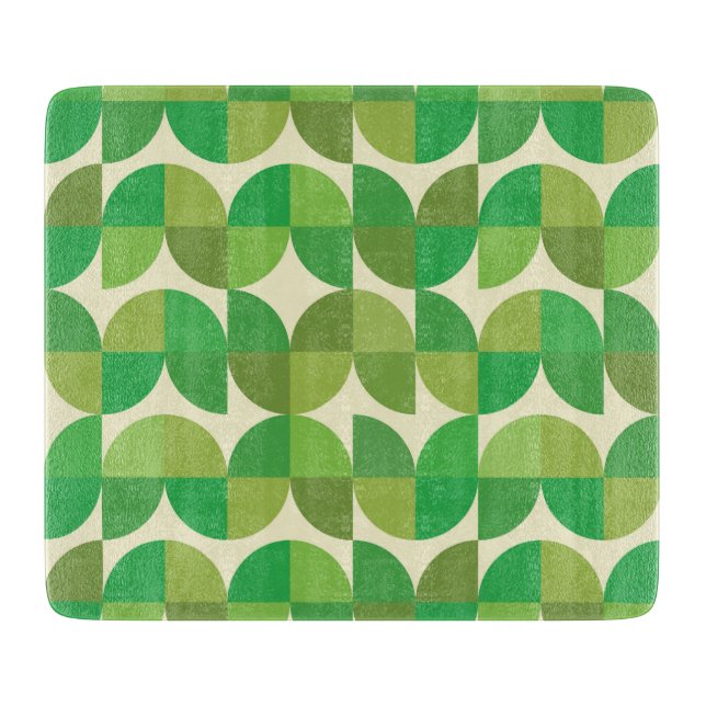 Planche À Découper Motif géométrique vert moderne du milieu du siècle (Devant)