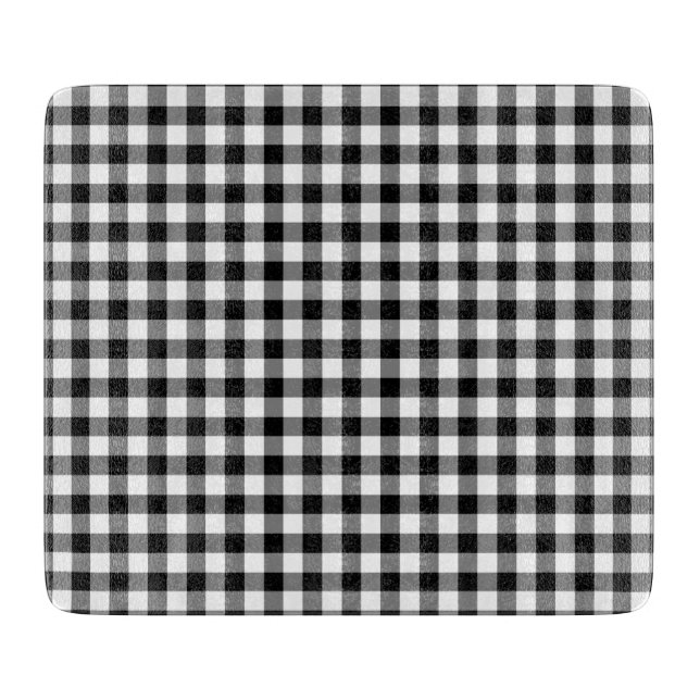 Planche À Découper Motif Gingham à carreaux noirs et blancs (Devant)