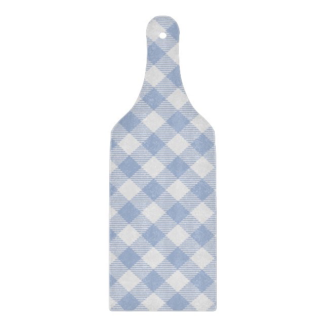 Planche À Découper Motif Gingham Bleu Clair Imprimé Carreaux Classiqu (Devant)