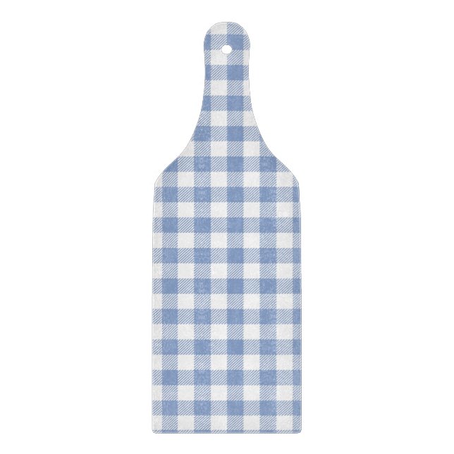 Planche À Découper Motif Gingham Bleu Clair Imprimé Carreaux Classiqu (Devant)