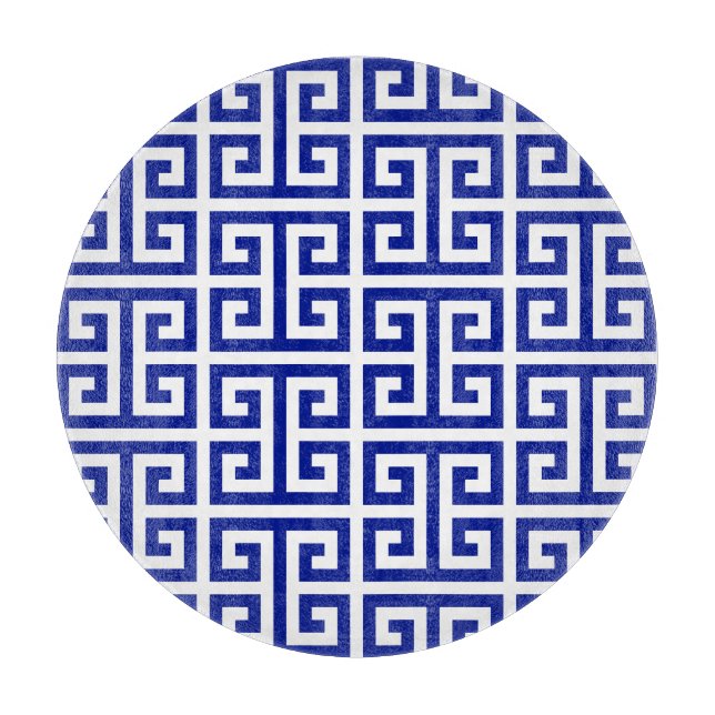 Planche À Découper Motif grec bleu royal foncé (Devant)