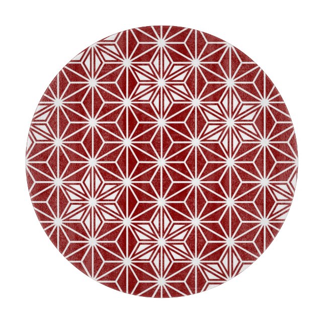 Planche À Découper Motif japonais Asanoha - rouge foncé (Devant)