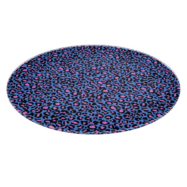 Planche À Découper Motif léopard en framboise sur bleu électrique (Coin)
