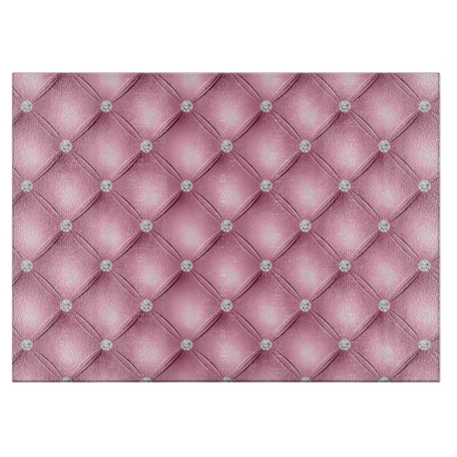 Planche À Découper Motif Luxueux Diamant Rose Clair Tufté (Devant)