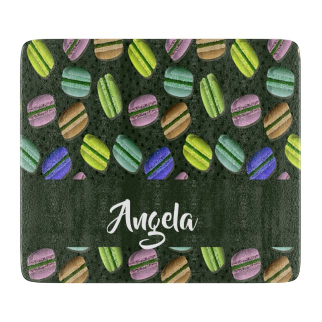 Planche À Découper Motif macaron de nom personnalisé (Devant)