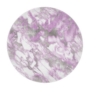Planche À Découper Motif marbre argent et violet clair moderne