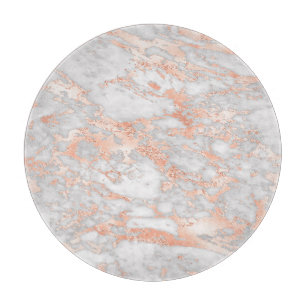 Planche À Découper Motif marbre blanc et or rose moderne