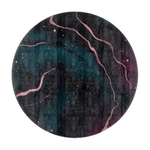 Planche À Découper Motif Marbre Galaxie Or Rose Émeraude