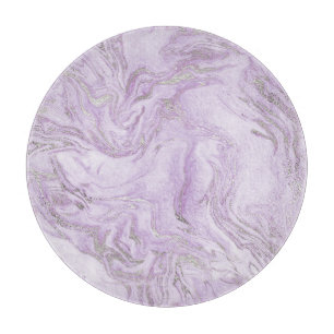 Planche À Découper Motif marbre moderne violet clair et argent