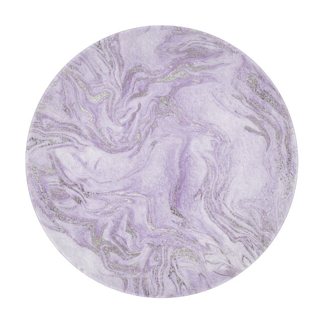 Planche À Découper Motif marbre moderne violet clair et argent (Devant)