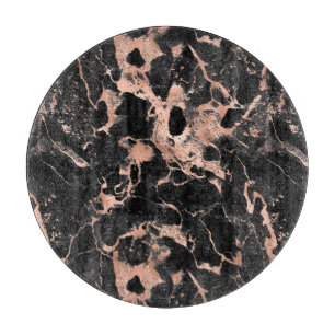 Planche À Découper Motif marbre noir et or rose moderne