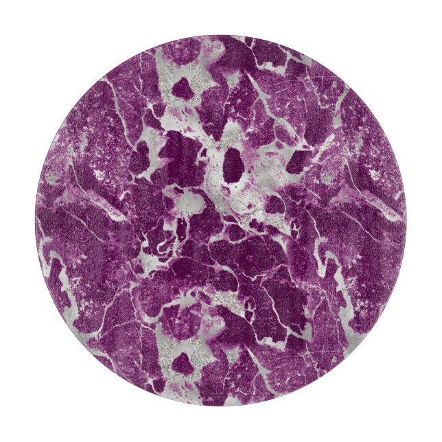 Planche À Découper Motif marbre violet et argent moderne (Devant)