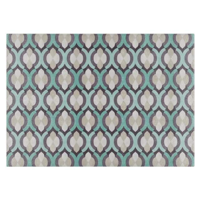 Planche À Découper Motif marocain turquoise (Devant)