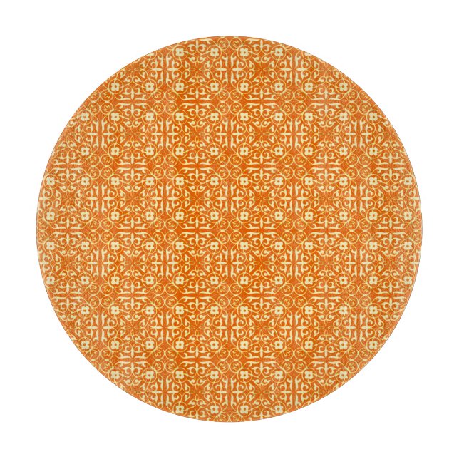 Planche À Découper Motif médiéval de damassé, mandarine (Devant)